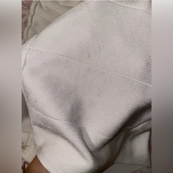 BEBE ivory short bandage mini skirt crop top 2 pc set XS extra small - Picture 5 of 11